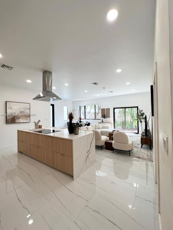 Interior, Kitchen, Living room, Marble, Recessed Lighting