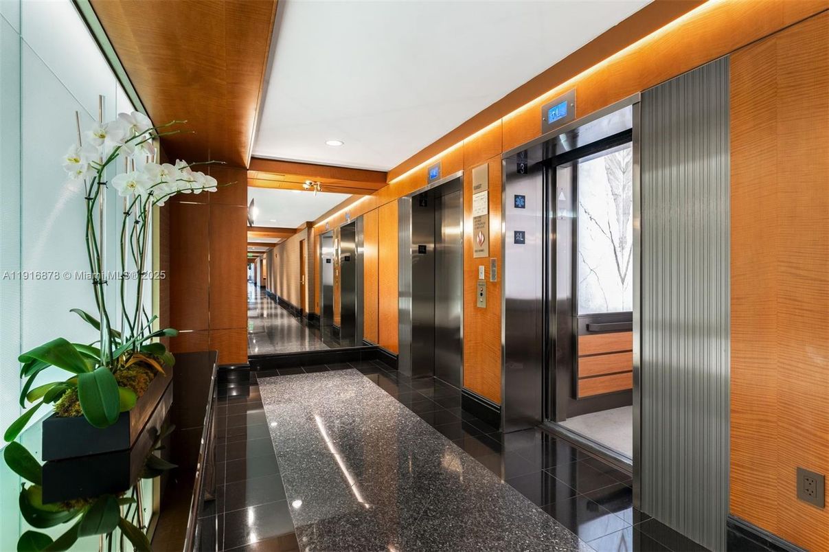 Elevator, Interior, Recessed Lighting, Wooden Walls
