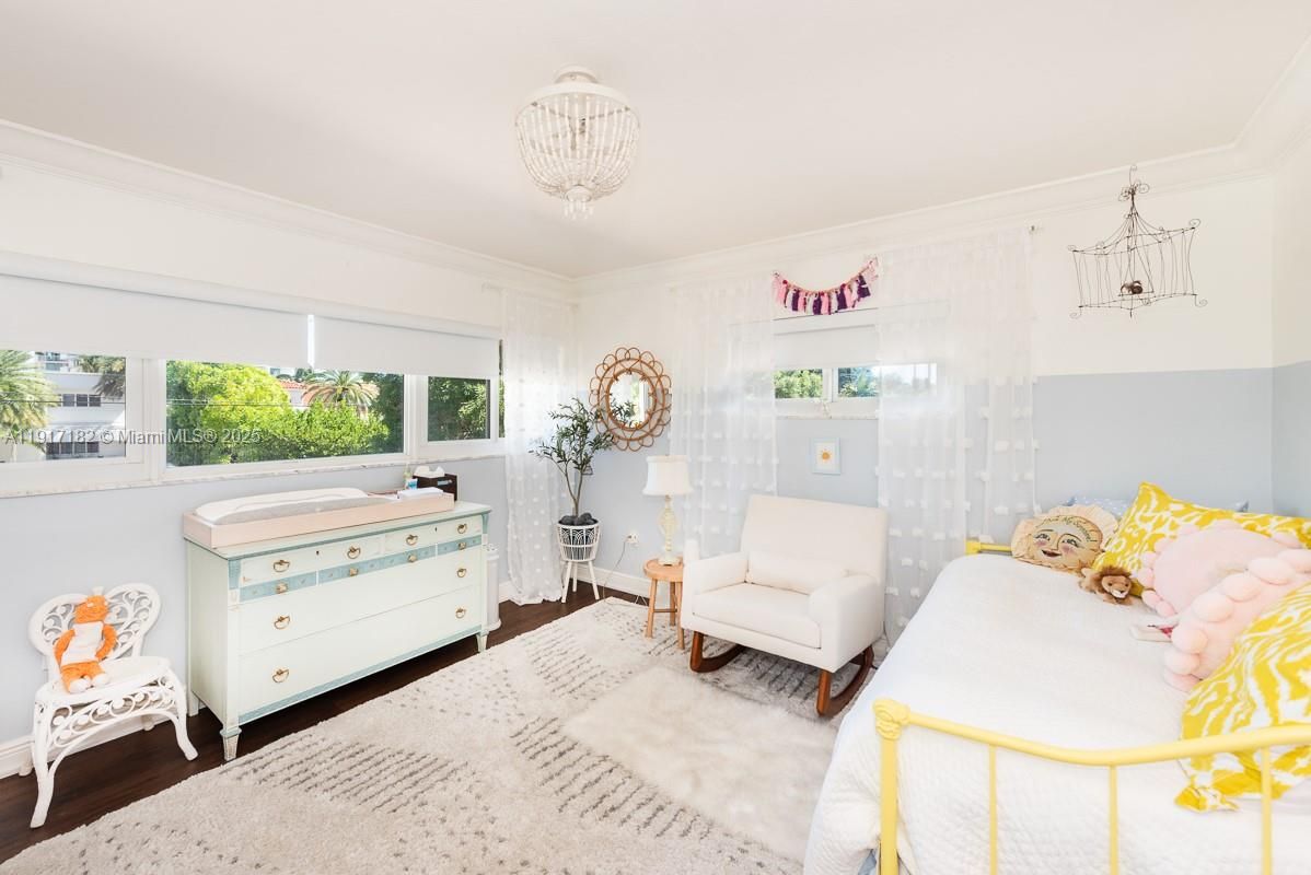 Bedroom, Chandelier, Interior, Wood Texture Flooring