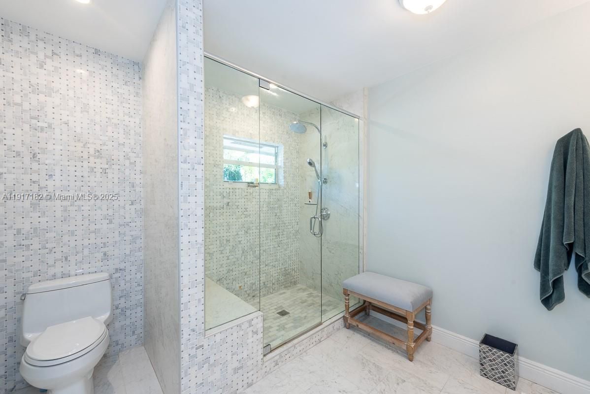 Bathroom, Glass Shower, Interior, Marble, Recessed Lighting