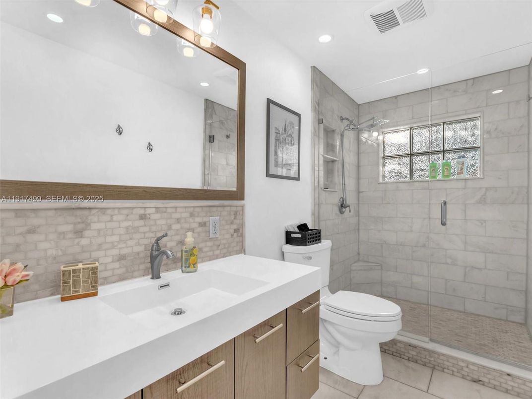 Bathroom, Glass Shower, Interior, Recessed Lighting