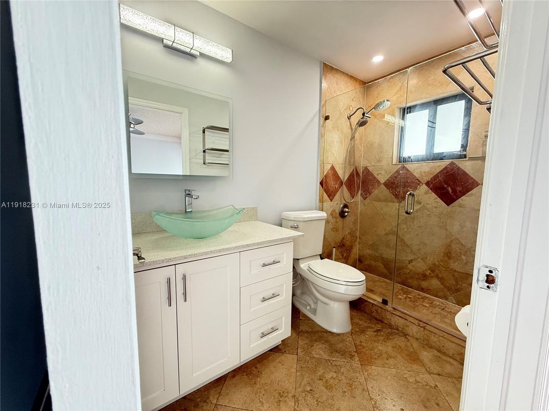 Bathroom, Glass Shower, Interior, Recessed Lighting