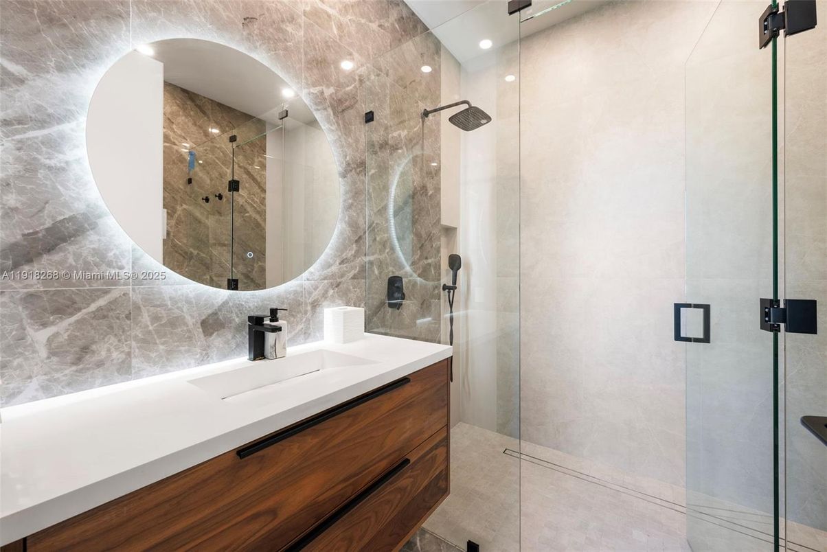 Bathroom, Glass Shower, Interior, Recessed Lighting