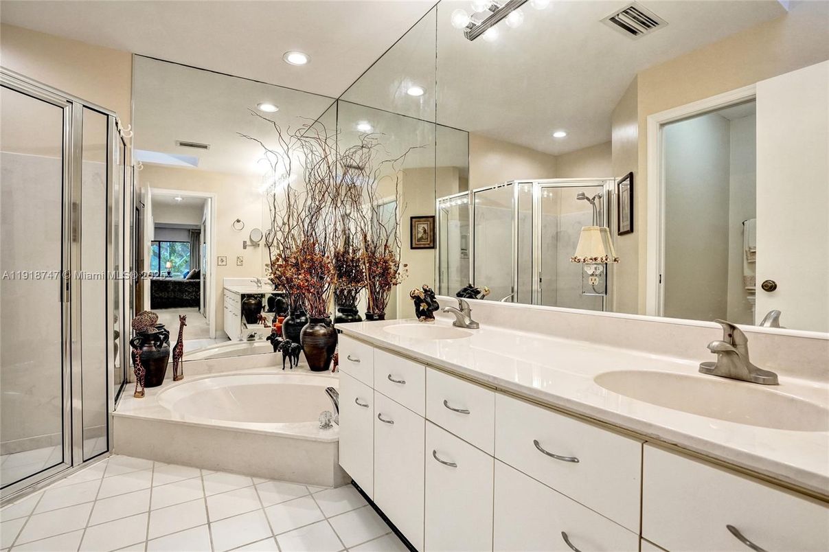 Bathroom, Dual Sink Vanities, Glass Shower, Interior, Recessed Lighting