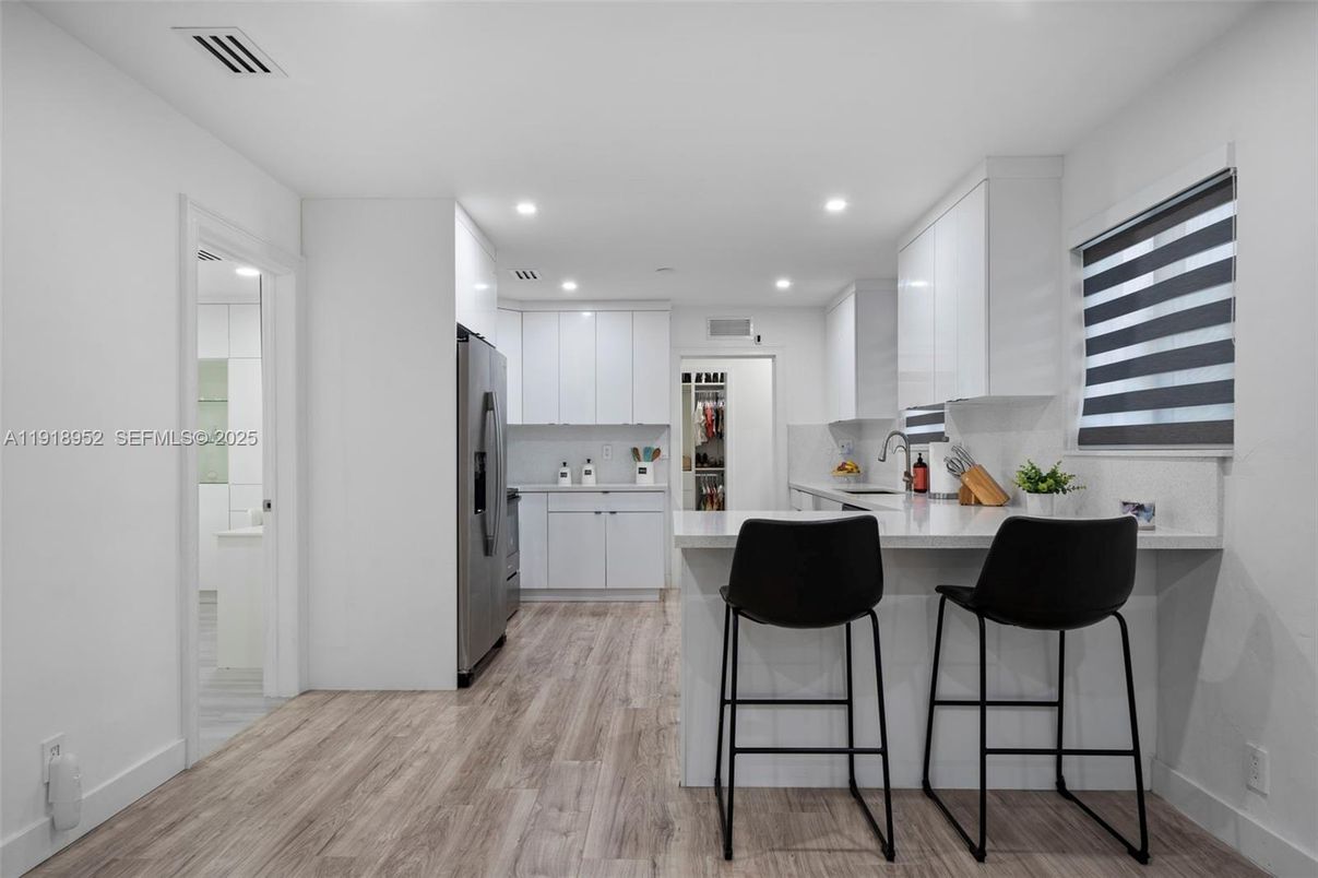 Interior, Kitchen, Recessed Lighting, Wood Texture Flooring