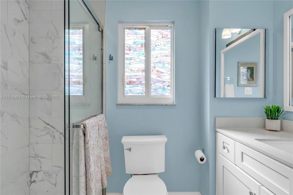 Bathroom, Glass Shower, Interior, Marble Walls