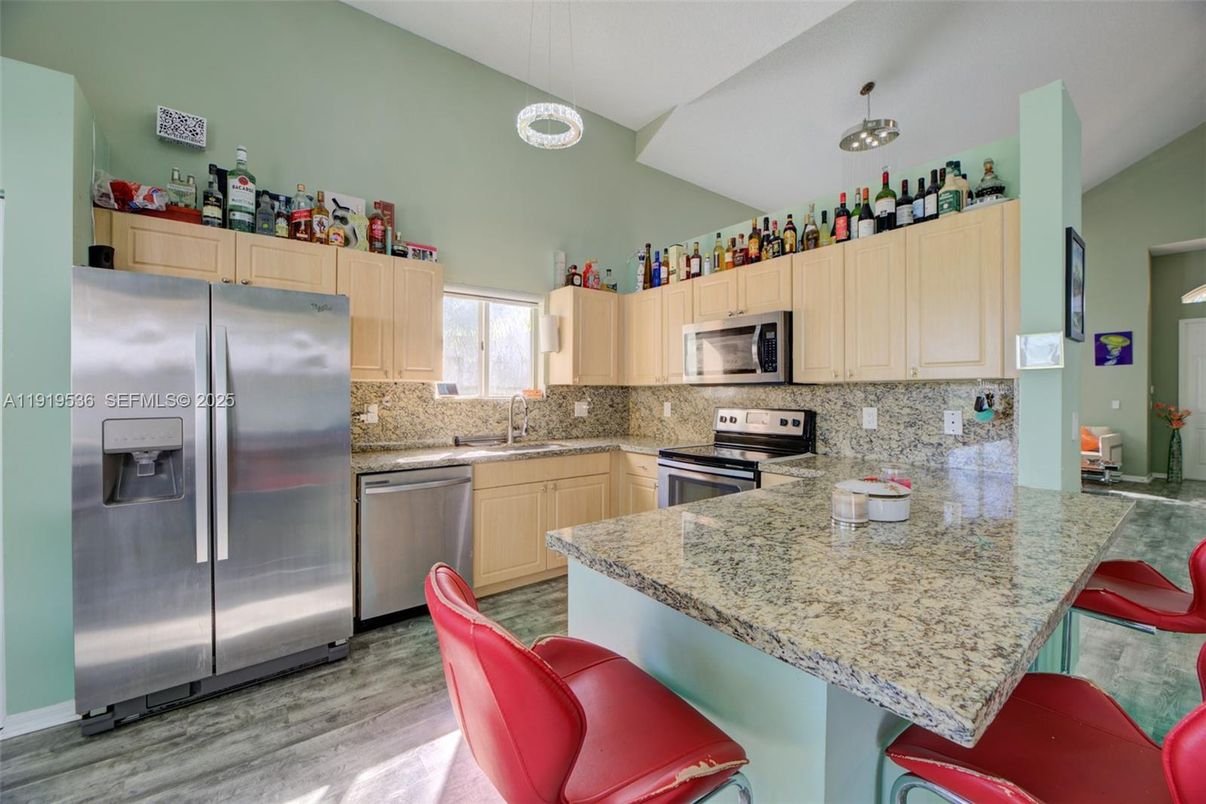 Interior, Kitchen, Stainless Steel Appliances, Wood Texture Flooring