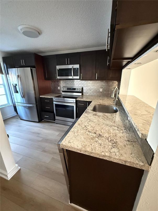 Interior, Kitchen, Stainless Steel Appliances, Wood Texture Flooring