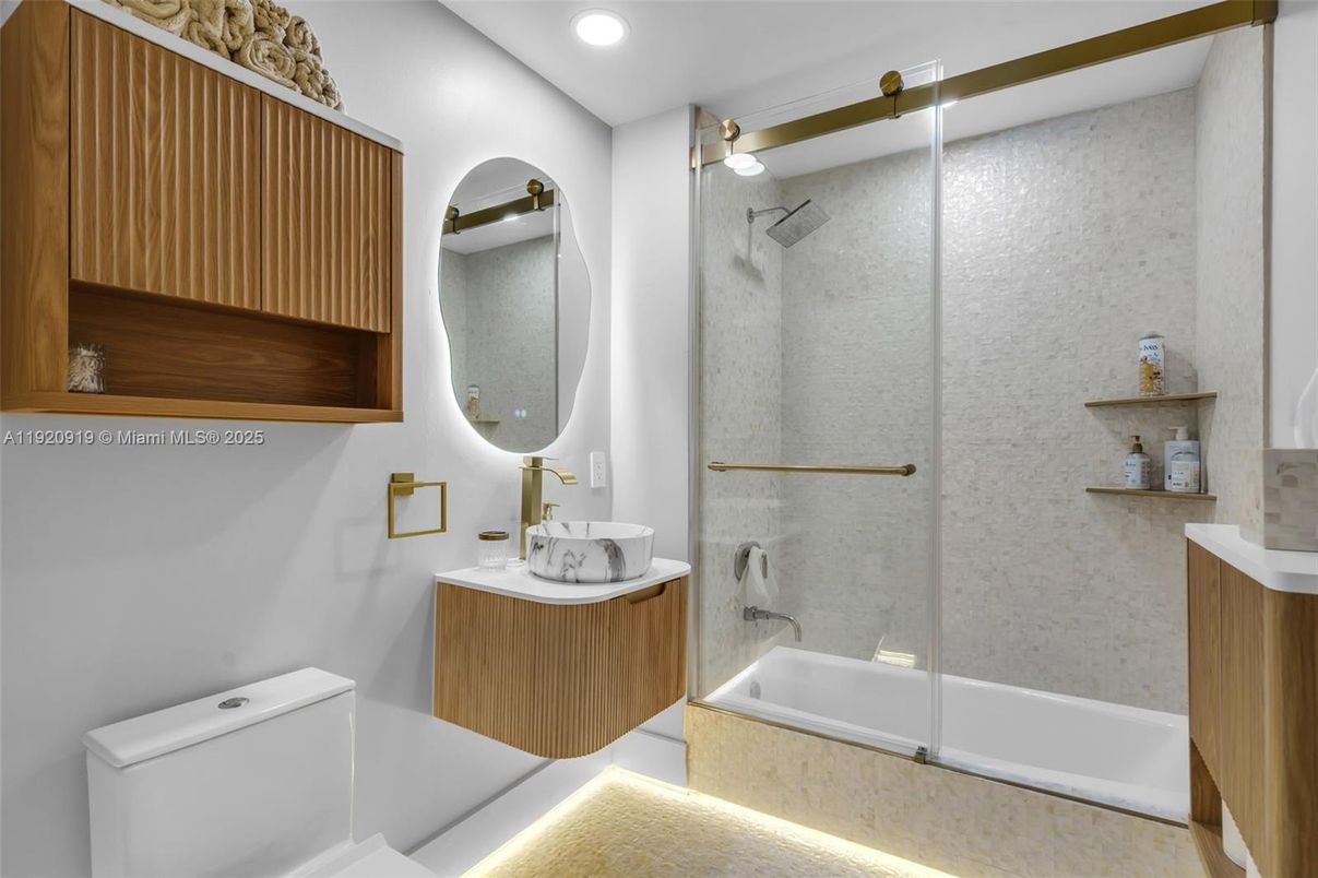 Bathroom, Glass Shower, Interior, Recessed Lighting