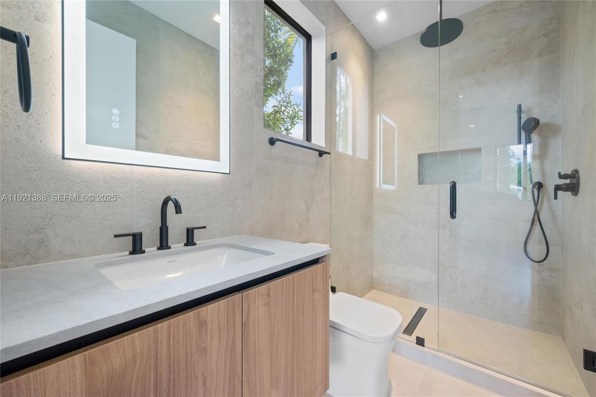 Bathroom, Glass Shower, Interior, Recessed Lighting