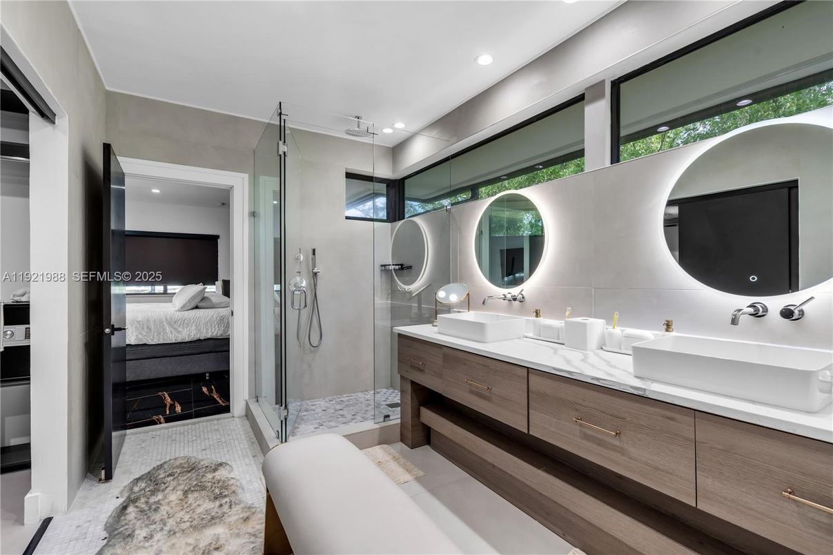 Bathroom, Bedroom, Dual Sink Vanities, Glass Shower, Interior, Recessed Lighting