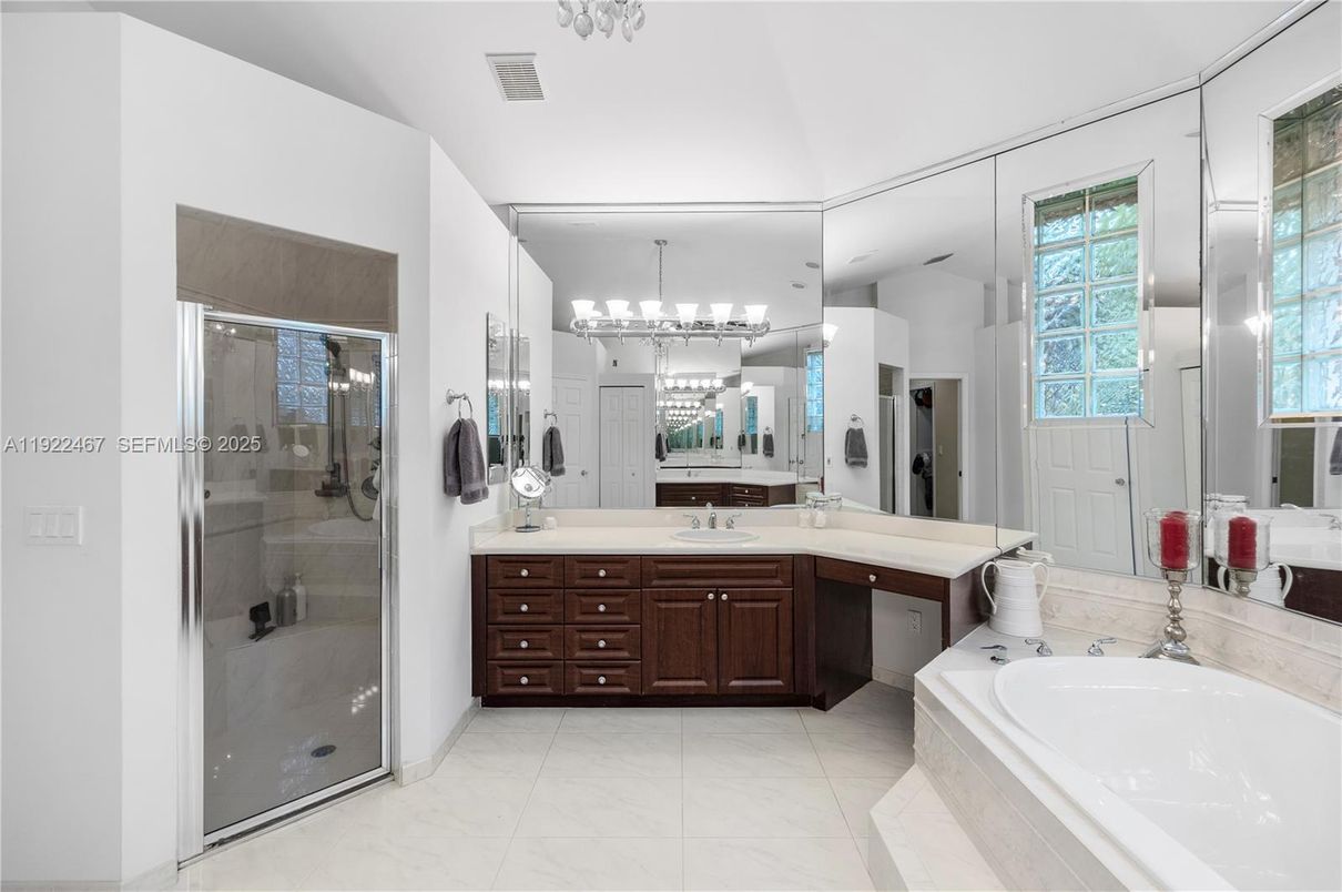 Bathroom, Dual Sink Vanities, Glass Shower, Interior