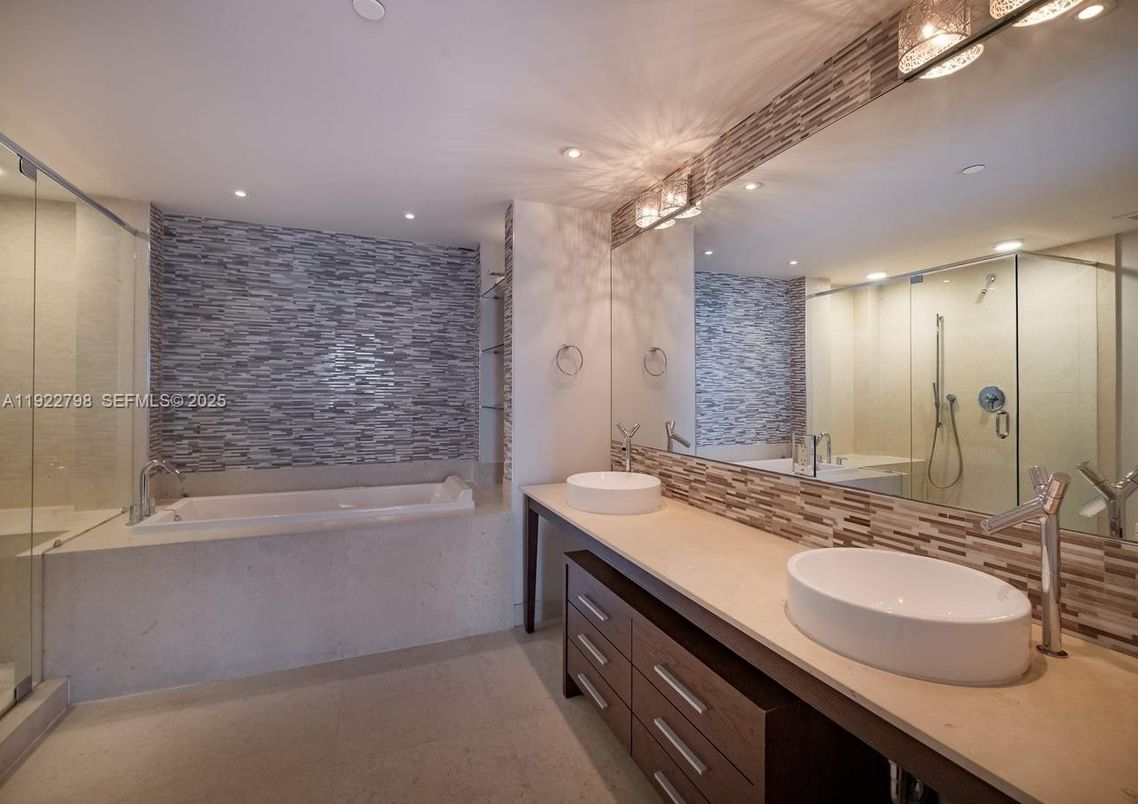 Bathroom, Dual Sink Vanities, Glass Shower, Interior, Recessed Lighting