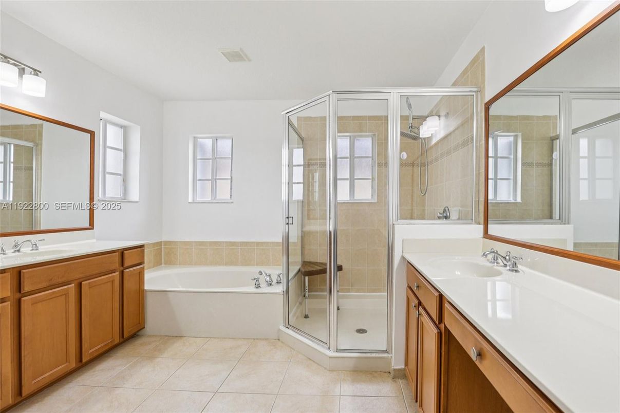 Bathroom, Dual Sink Vanities, Glass Shower, Interior