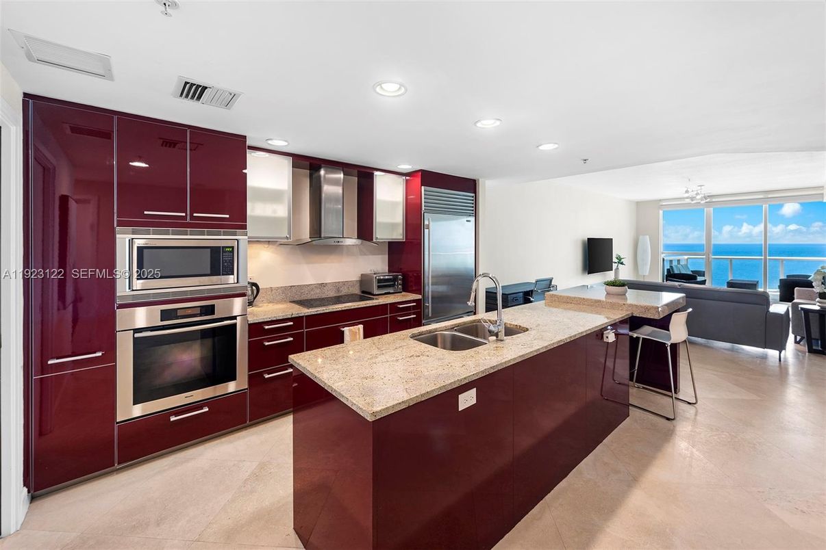 Interior, Kitchen, Recessed Lighting, Stainless Steel Appliances, Water