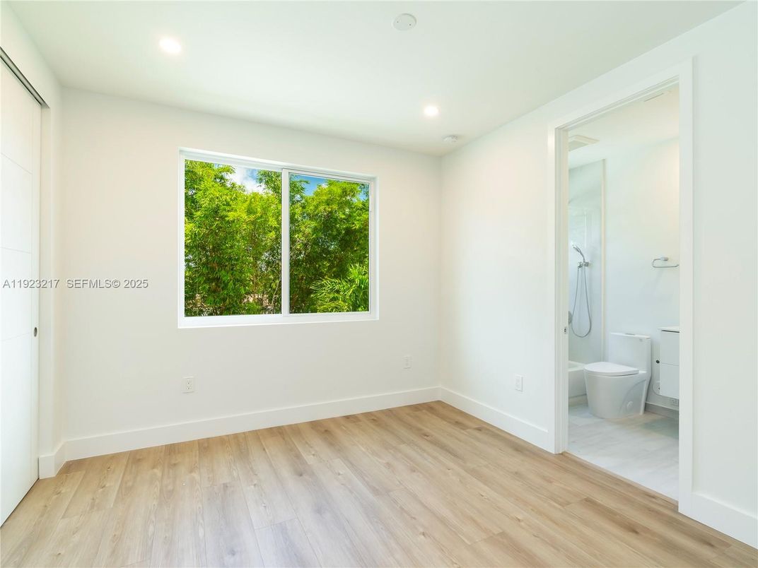 Bathroom, Empty room, Interior, Recessed Lighting, Wood Texture Flooring