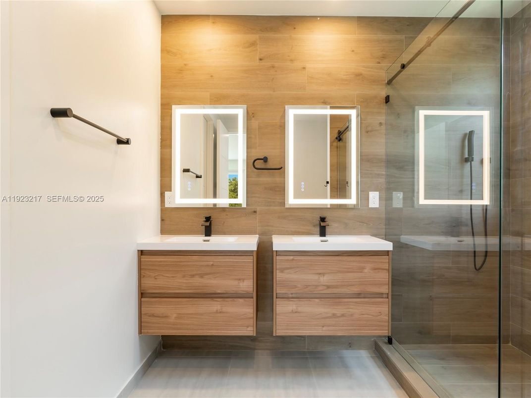 Bathroom, Dual Sink Vanities, Glass Shower, Interior