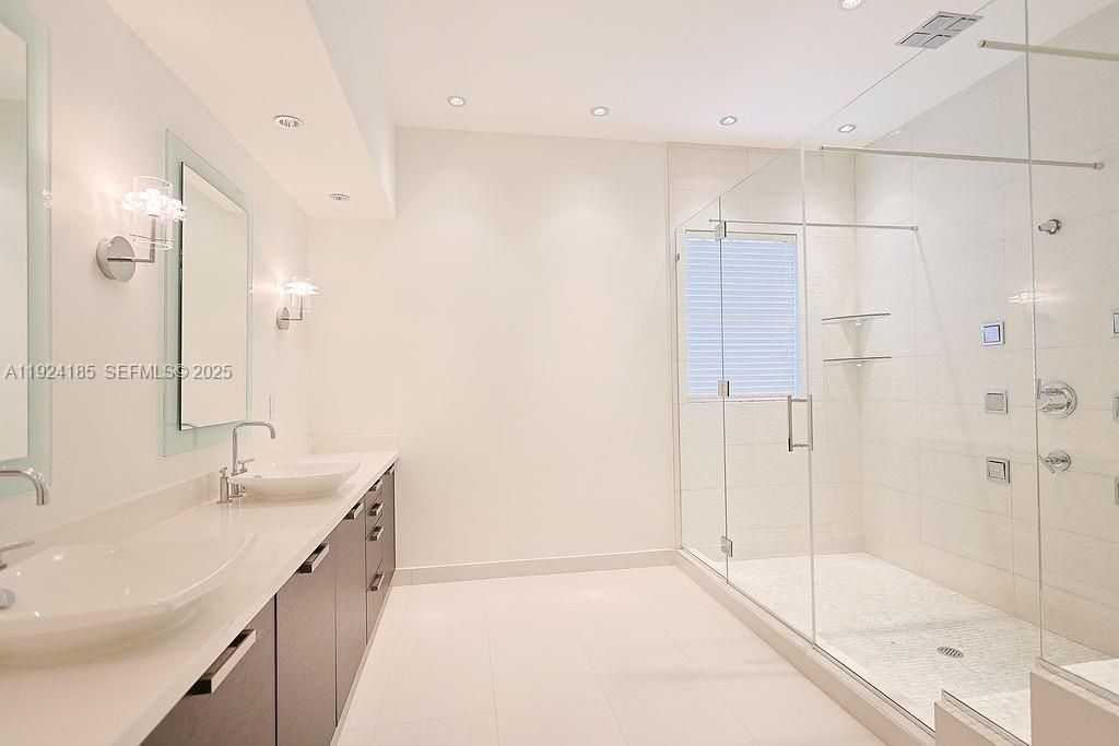 Bathroom, Dual Sink Vanities, Glass Shower, Interior, Recessed Lighting