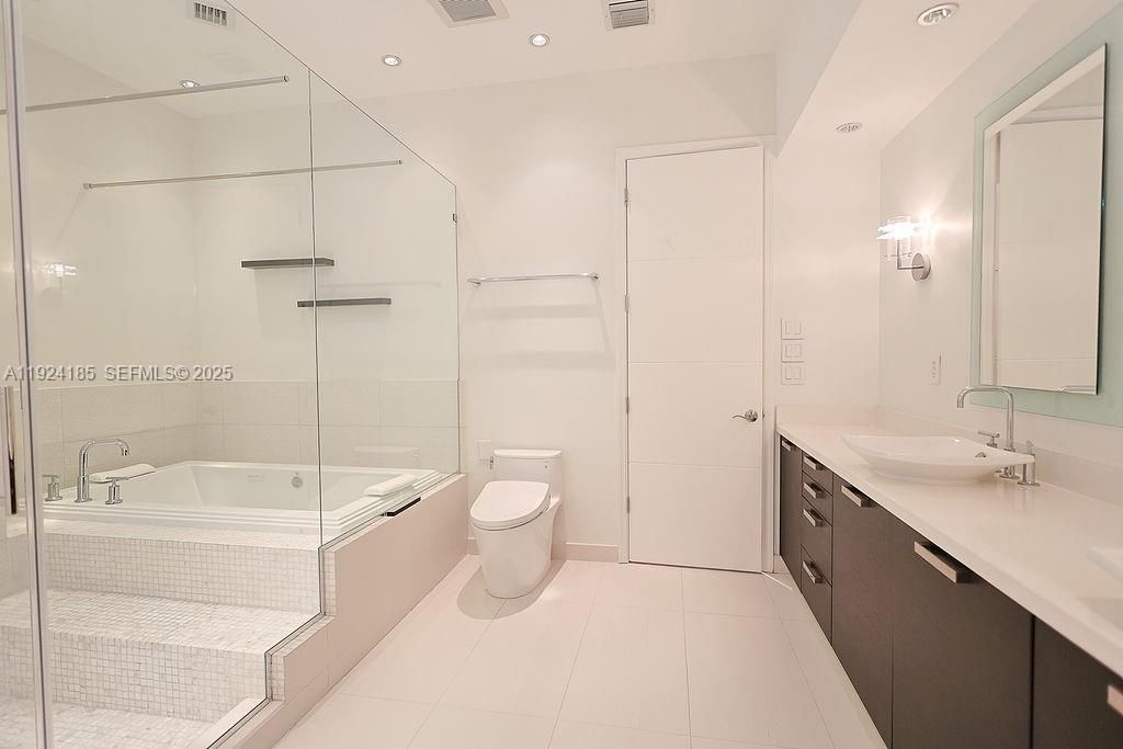 Bathroom, Dual Sink Vanities, Glass Shower, Interior, Recessed Lighting