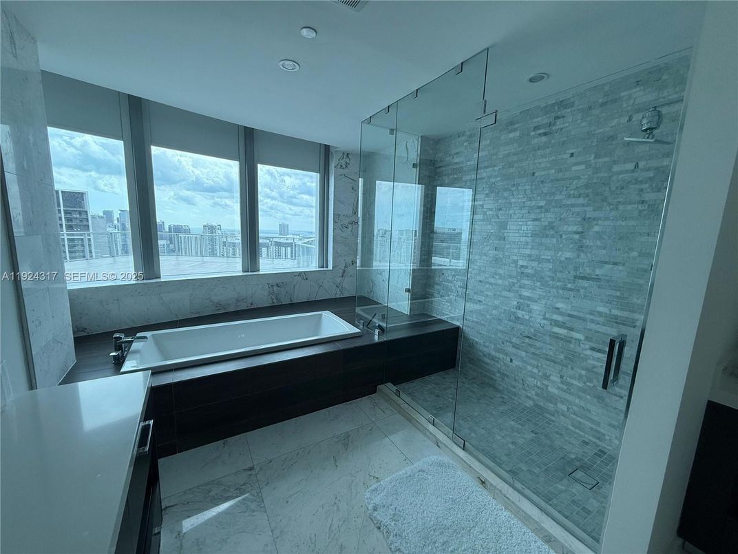 Bathroom, Glass Shower, Interior, Marble, Recessed Lighting, Water
