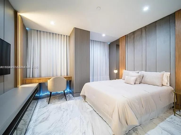 Bedroom, Interior, Marble, Recessed Lighting