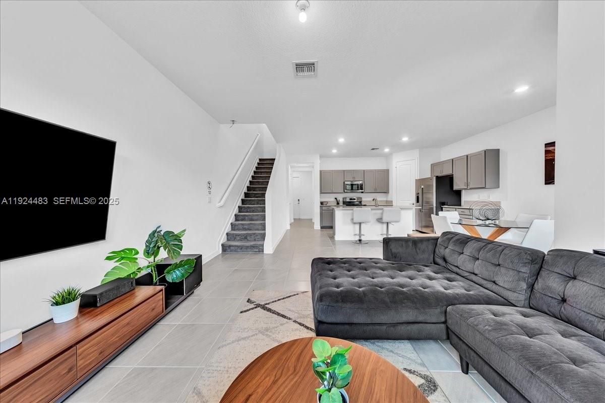 Dining room, Interior, Kitchen, Living room, Recessed Lighting, Stainless Steel Appliances