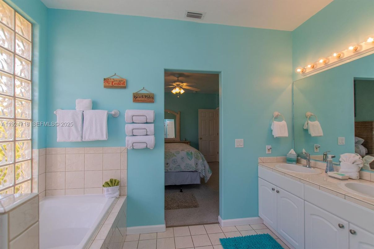 Bathroom, Bedroom, Dual Sink Vanities, Interior, Tile Countertops