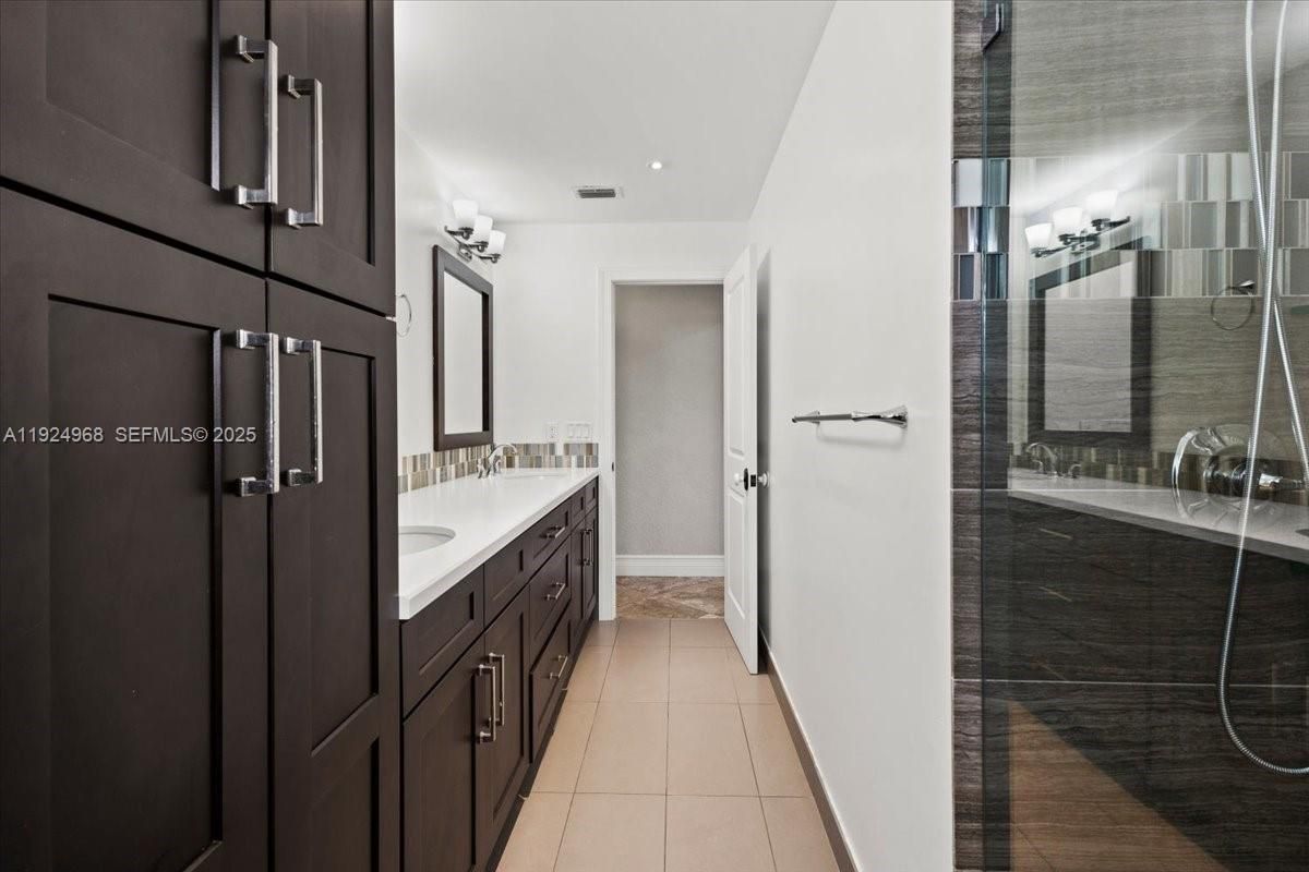 Bathroom, Dual Sink Vanities, Glass Shower, Interior, Recessed Lighting