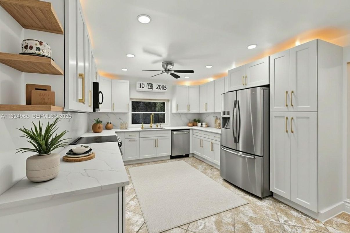 Interior, Kitchen, Recessed Lighting, Stainless Steel Appliances