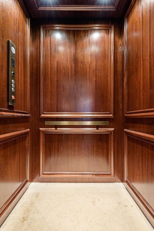Elevator, Interior, Wooden Walls