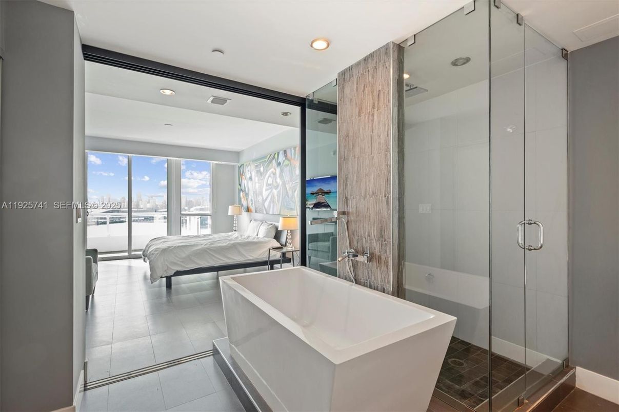 Bathroom, Bedroom, Free Standing Baths, Glass Shower, Interior, Recessed Lighting, Water