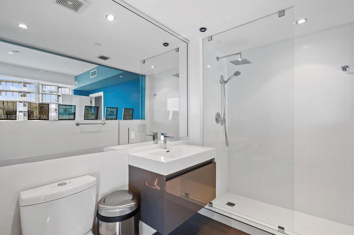 Bathroom, Glass Shower, Interior, Recessed Lighting