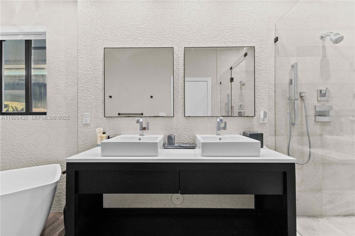 Bathroom, Dual Sink Vanities, Free Standing Baths, Glass Shower, Interior