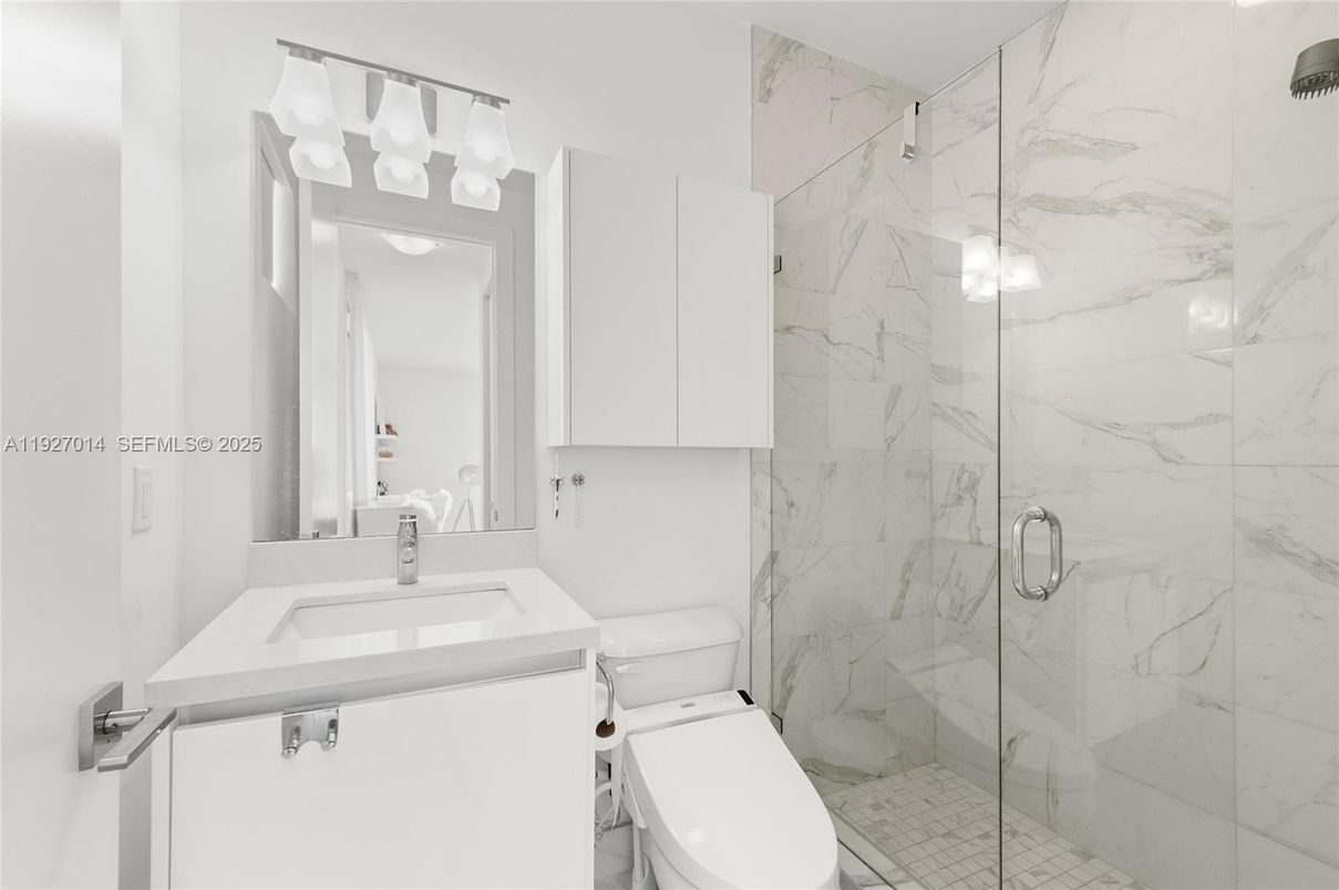Bathroom, Glass Shower, Interior, Marble Walls