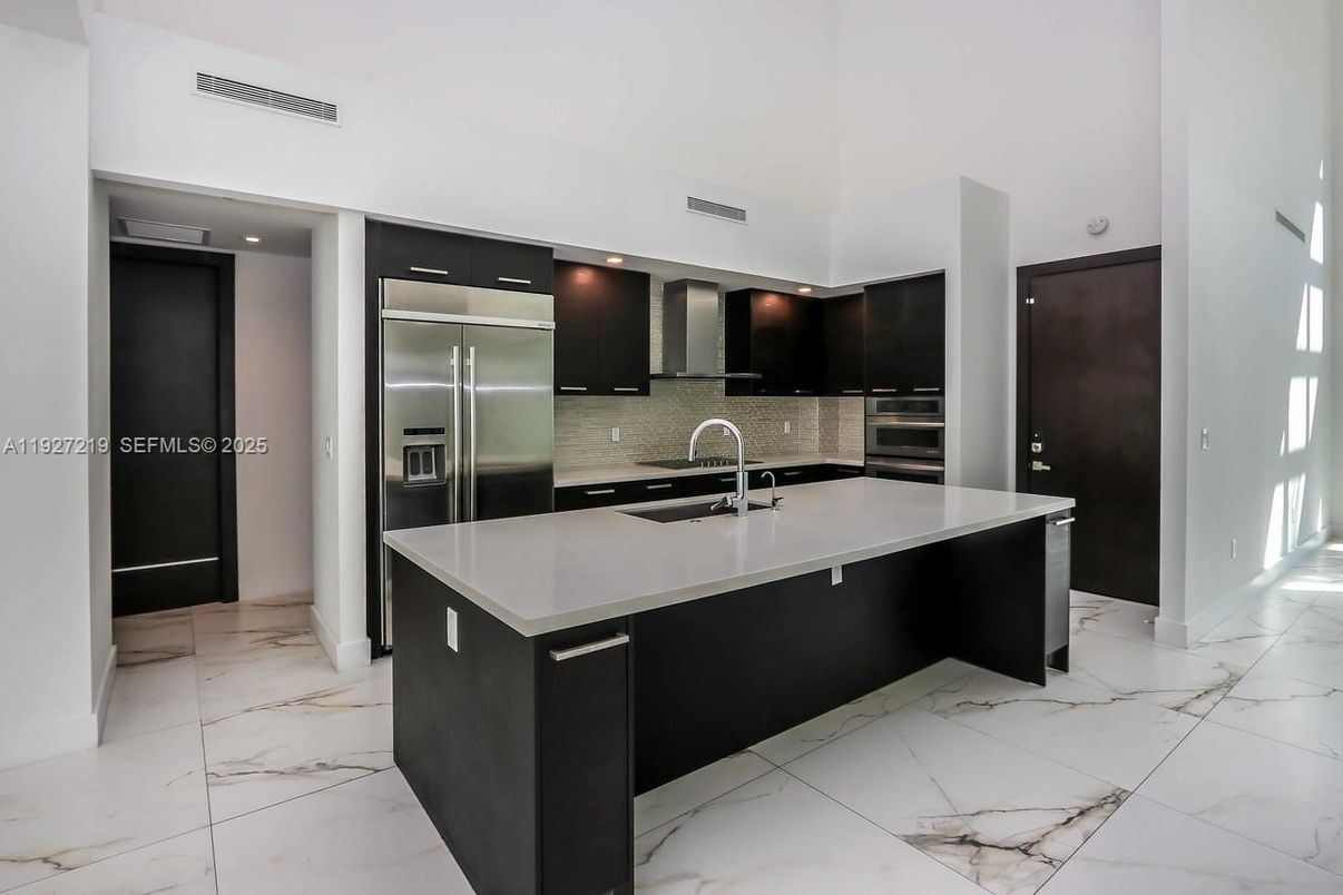 Interior, Kitchen, Marble, Recessed Lighting, Stainless Steel Appliances