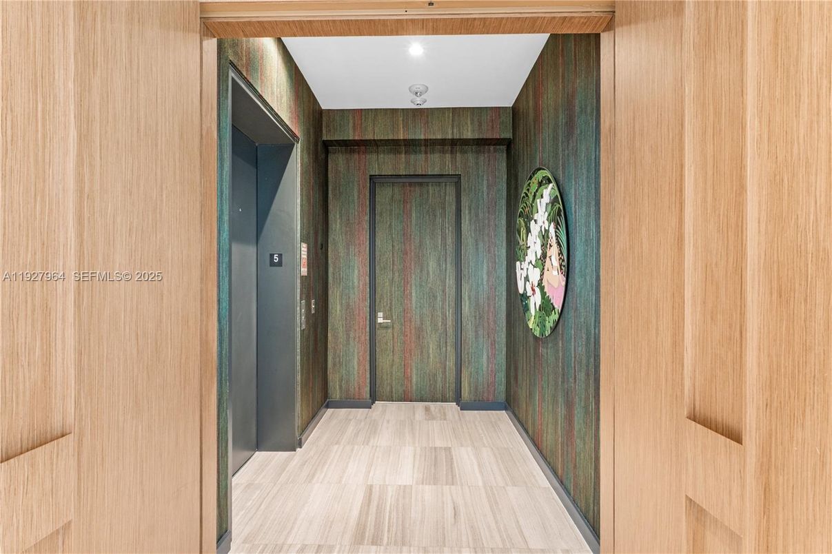 Elevator, Interior, Recessed Lighting, Wooden Walls