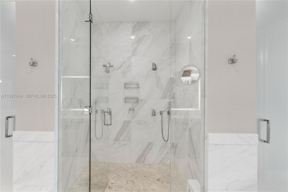 Bathroom, Glass Shower, Interior, Marble Walls