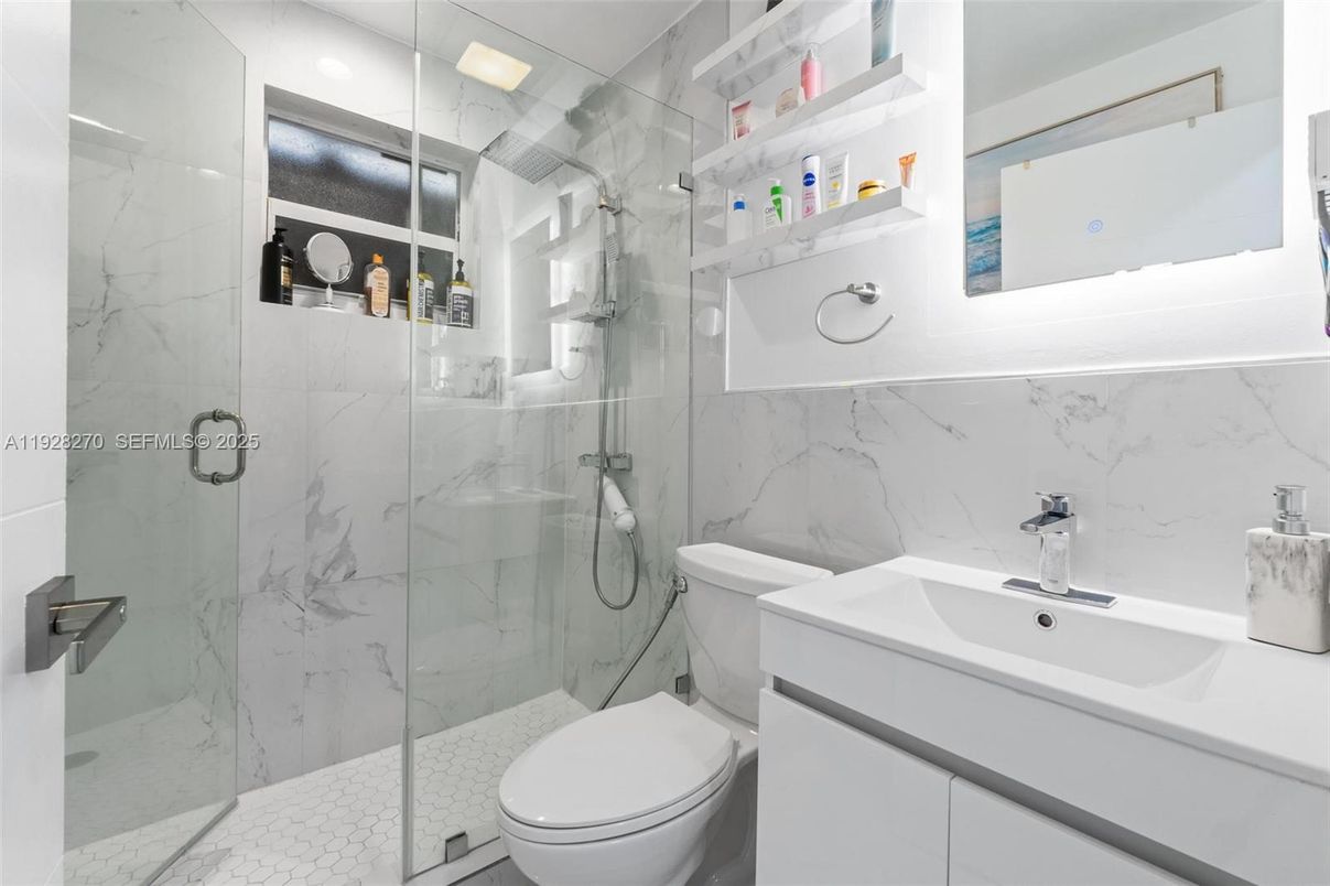 Bathroom, Glass Shower, Interior, Marble Walls