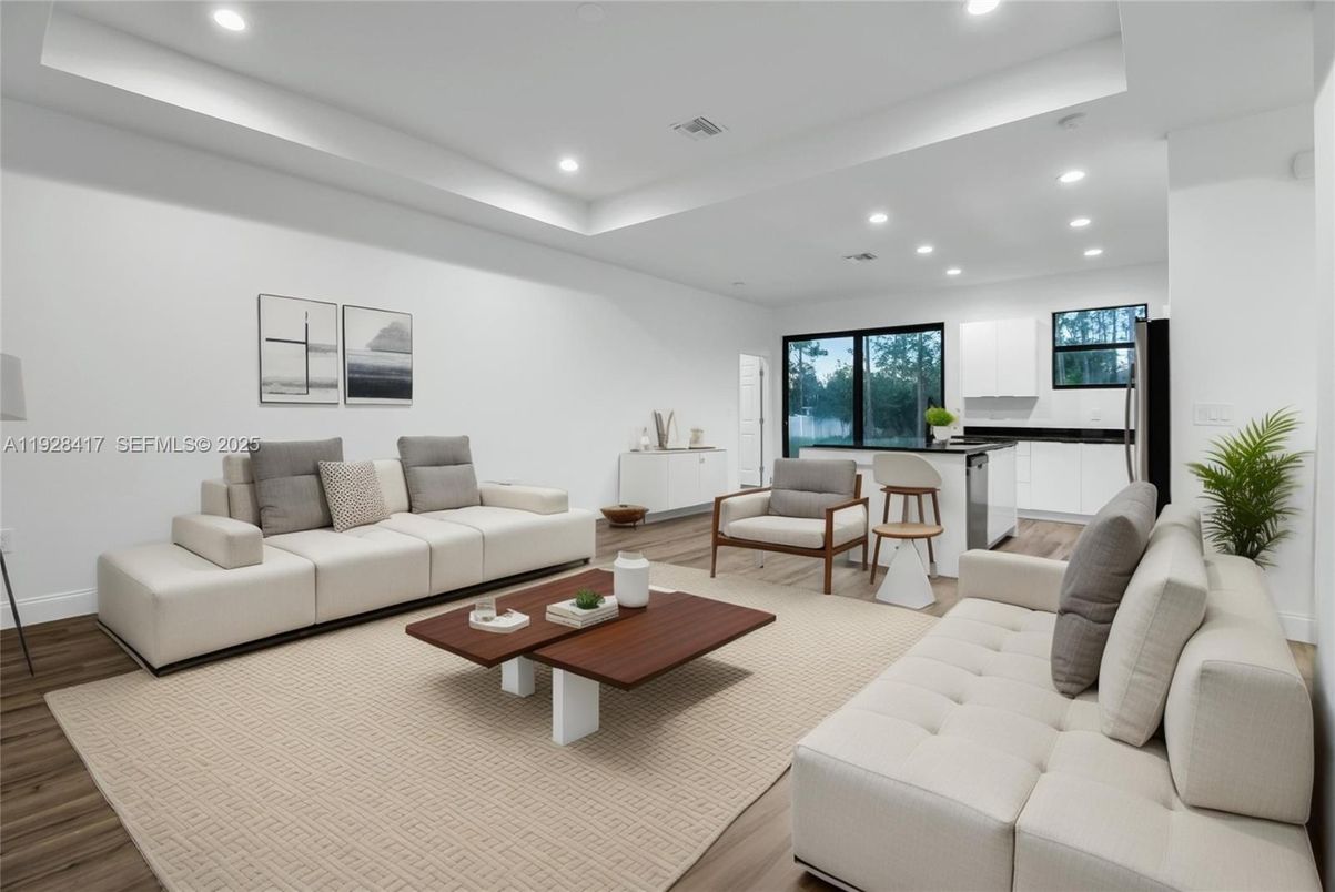 Interior, Living room, Recessed Lighting, Wood Texture Flooring