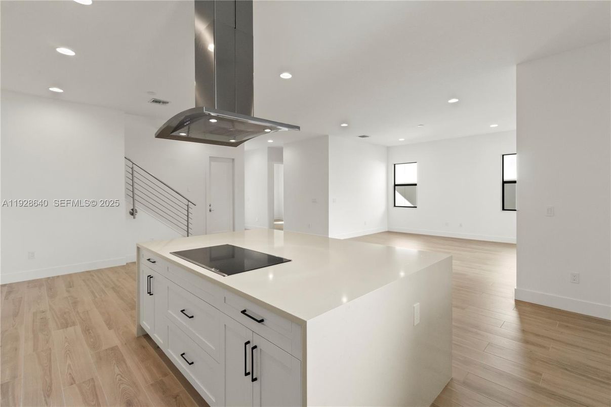 Interior, Kitchen, Recessed Lighting, Wood Texture Flooring