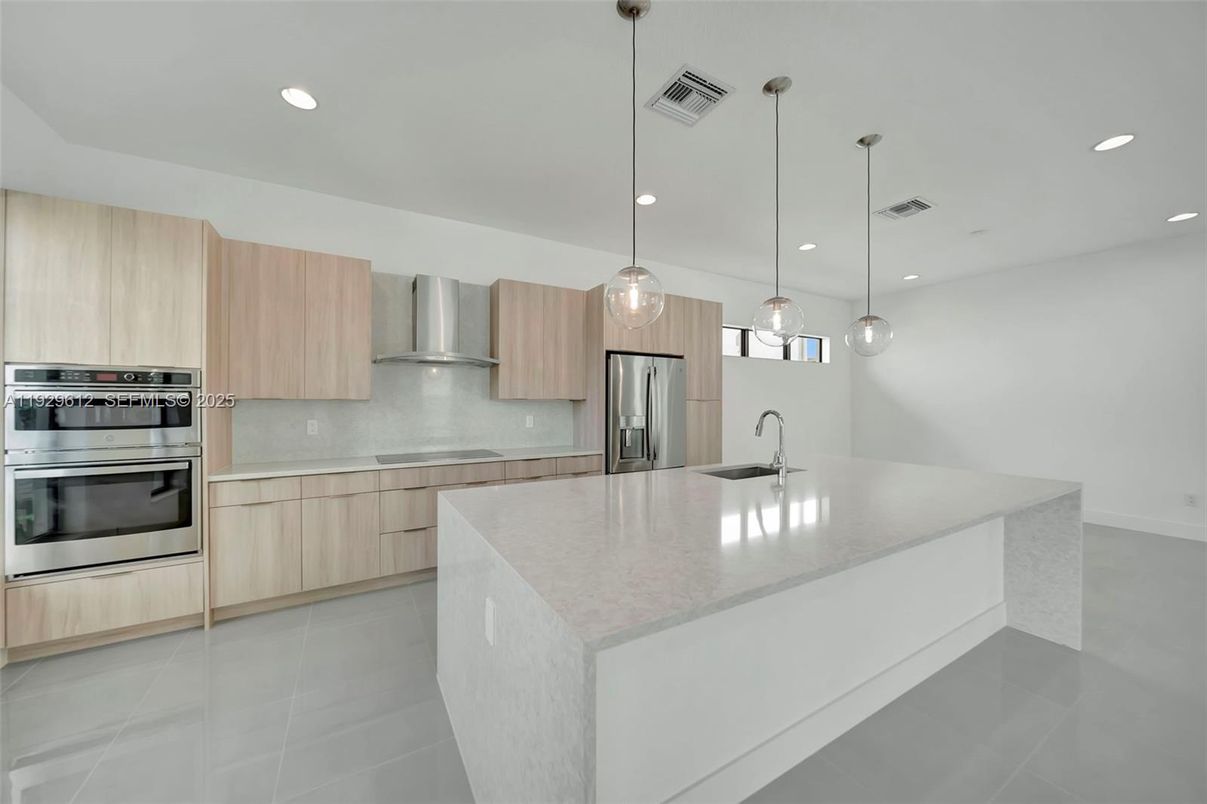 Interior, Kitchen, Pendant Lights, Recessed Lighting, Stainless Steel Appliances