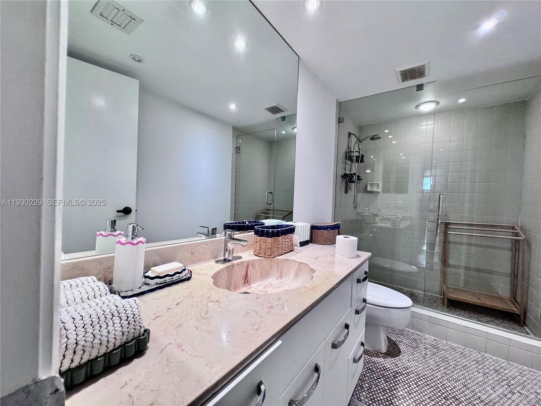 Bathroom, Glass Shower, Interior, Recessed Lighting