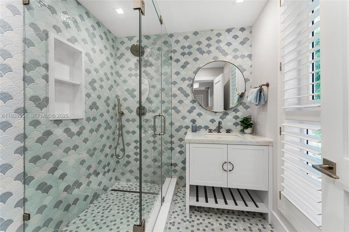 Bathroom, Glass Shower, Interior, Recessed Lighting