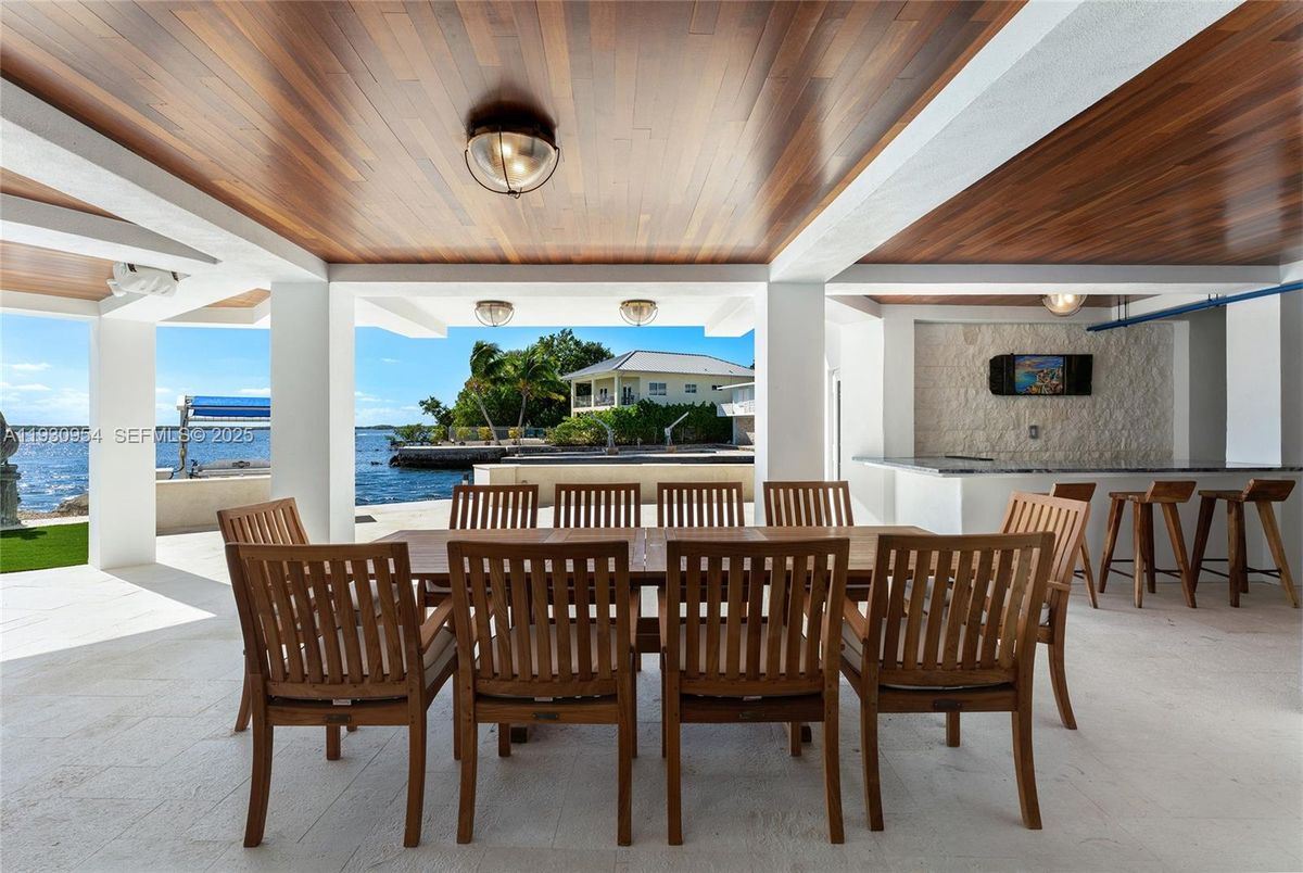 Dining room, Exterior, Water, Wooden Ceilings