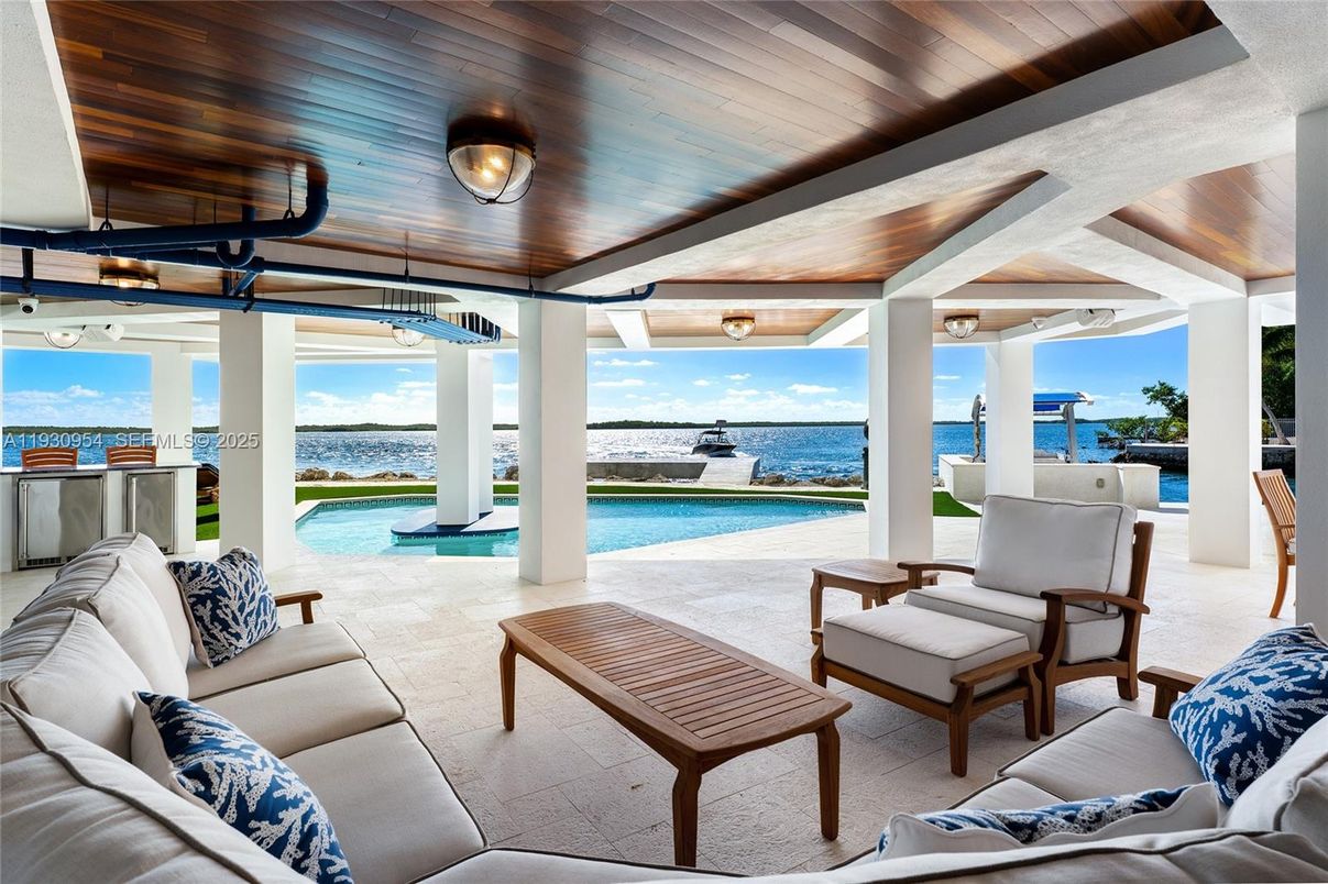 Interior, Living room, Pool, Water, Wooden Ceilings