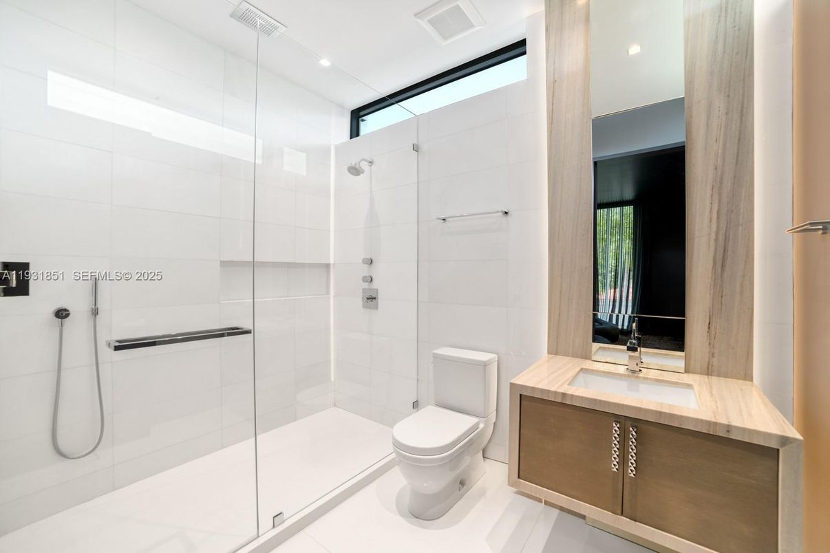 Bathroom, Glass Shower, Interior, Recessed Lighting