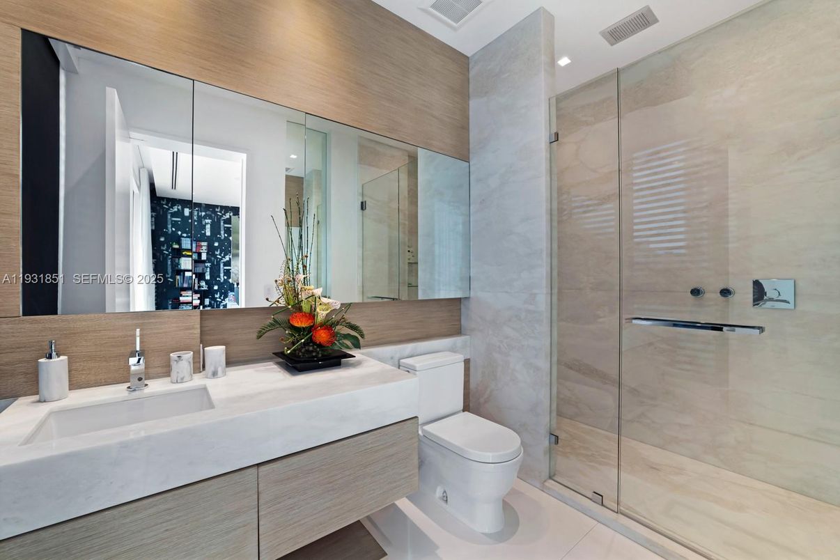 Bathroom, Dual Sink Vanities, Glass Shower, Interior, Recessed Lighting