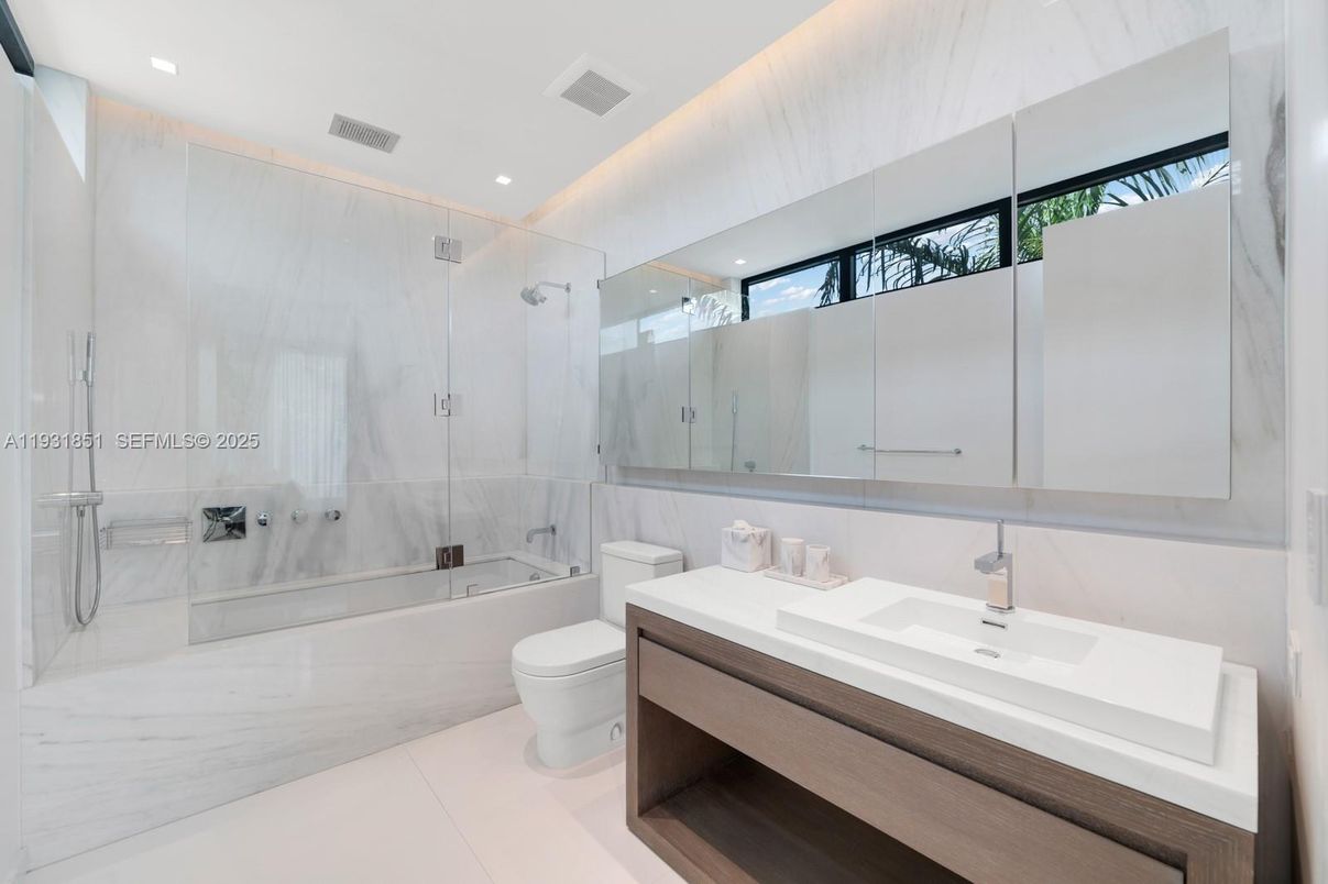 Bathroom, Glass Shower, Interior, Recessed Lighting