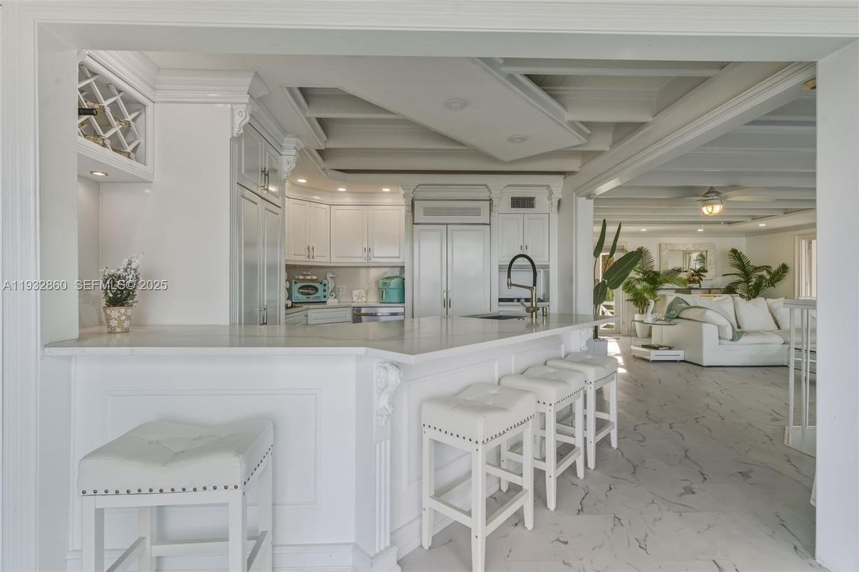 Interior, Kitchen, Living room, Marble, Recessed Lighting, Stainless Steel Appliances