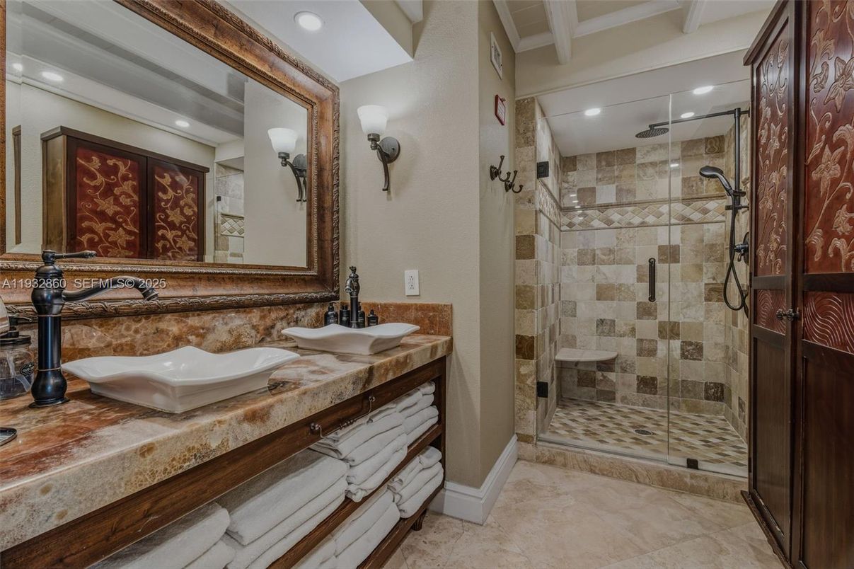 Bathroom, Glass Shower, Interior, Recessed Lighting